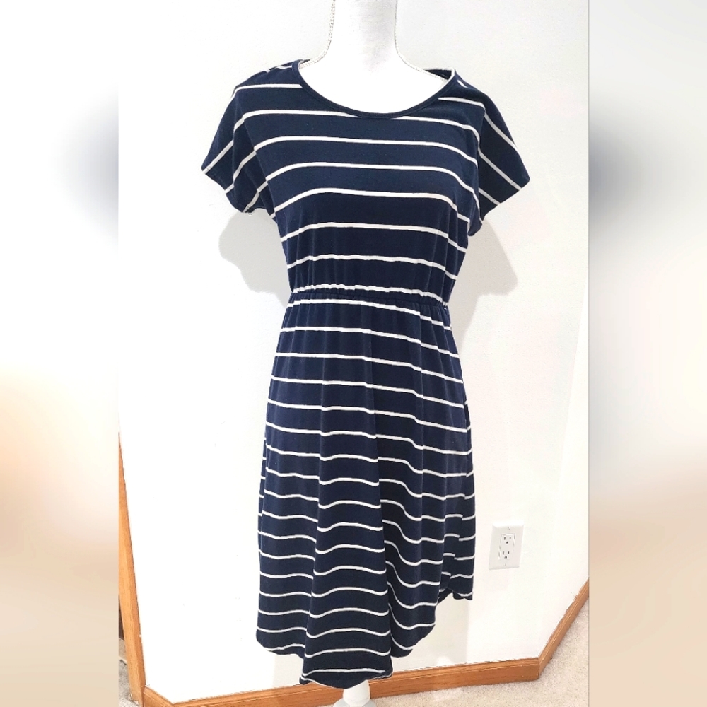 Navy Blue striped dress with pockets